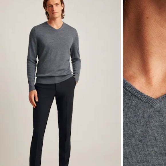 Mens Bonobos Washable Merino V-Neck Sweater charcoal XL - Picture 2 of 7